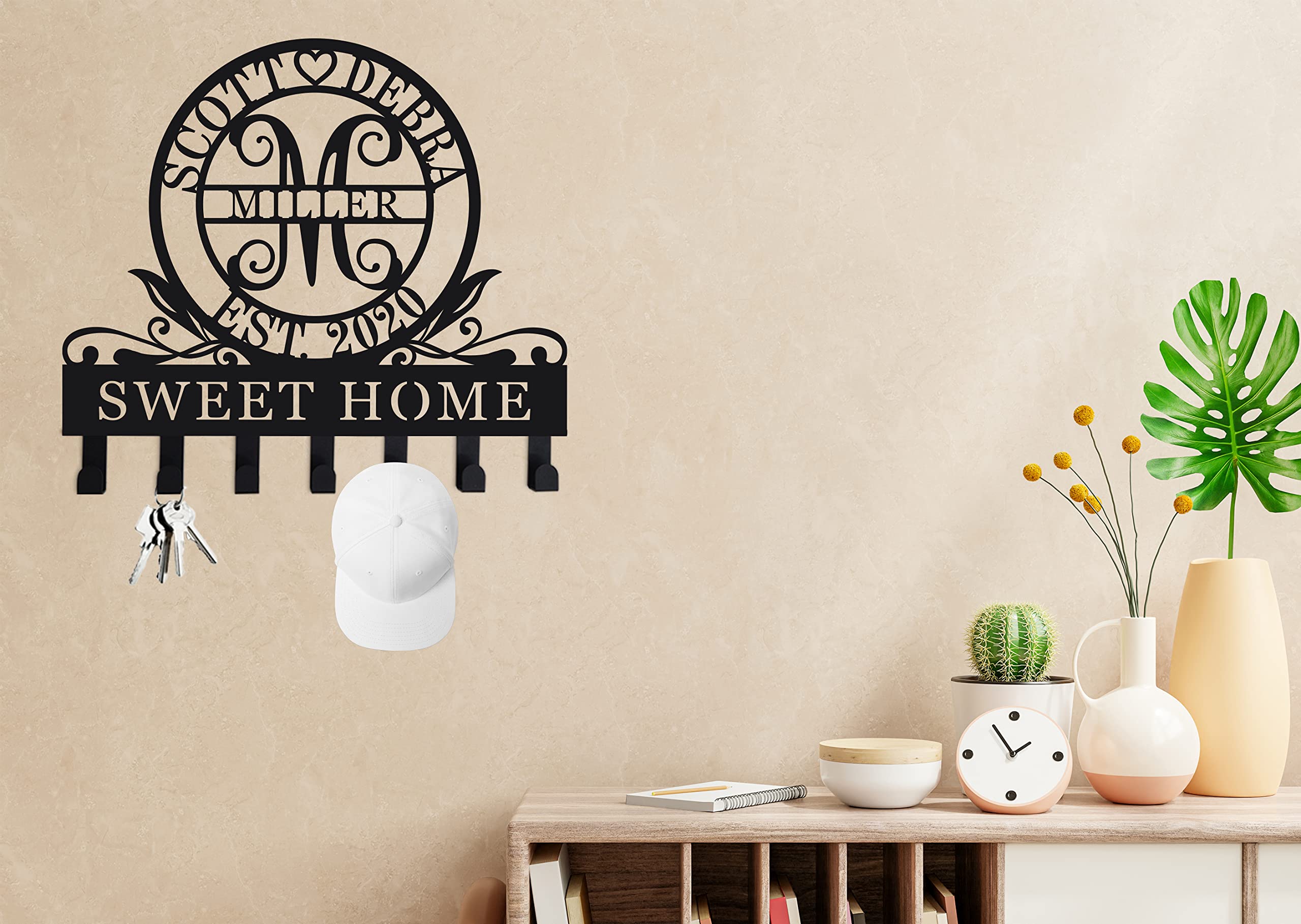 Custom Metal Wall Key Holder with Name - Home & Office Organization