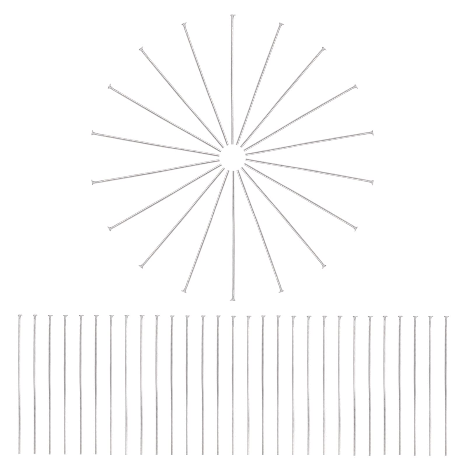 PH PandaHall 600pcs 50mm 304 Stainless Steel Flat Head Pins - 0.7mm (21 Gauge) Metal Jewelry Making Supplies for DIY Earrings, Bracelets, Necklaces & Crafts - Perfect for Beading, Charms & Handmade Jewelry Projects
