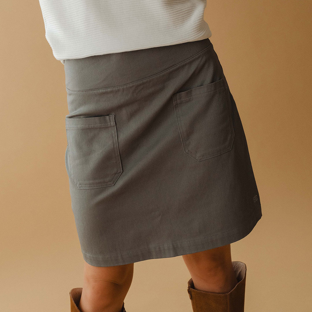 Stylish Grey Canvas Skirt for Women - Comfortable & Durable A-Line Skirt - Perfect for Casual Outings, Work & Summer Fashion