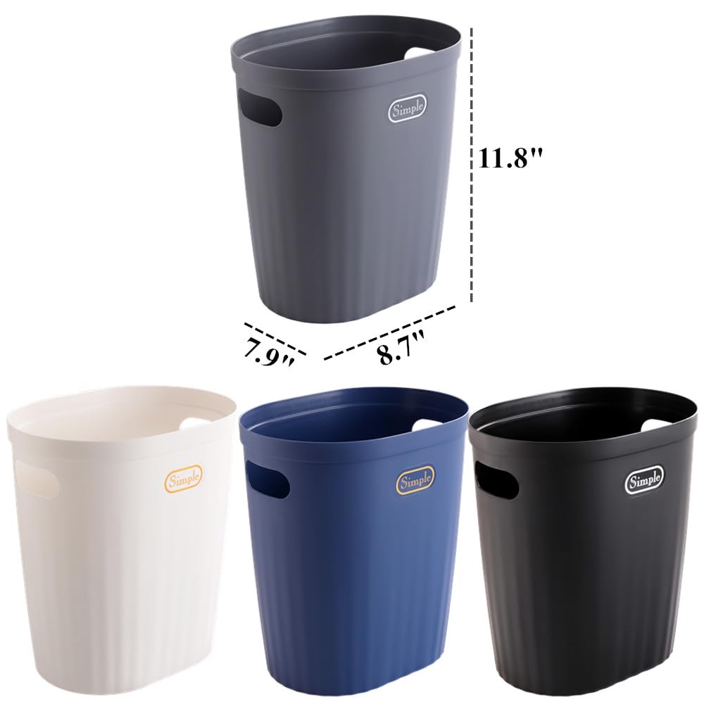 Slim Plastic Trash Can with Handle - Narrow Waste Basket for Bathroom, Bedroom, Kitchen, Office & Dorm - Space-Saving Garbage Bin for Small Spaces (Black) - Perfect for Tight Corners & Under Sinks