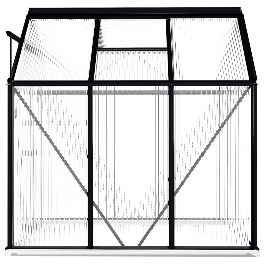 Premium vidaXL Greenhouse with Base Frame - Anthracite Aluminum, 212.9 ft³ Spacious Interior, Durable Polycarbonate Panels | UV Resistant & Thermal Insulated | Sturdy Aluminum Construction for Year-Round Gardening - Perfect for Growing Vegetables, Flowers & Herbs in All Seasons
