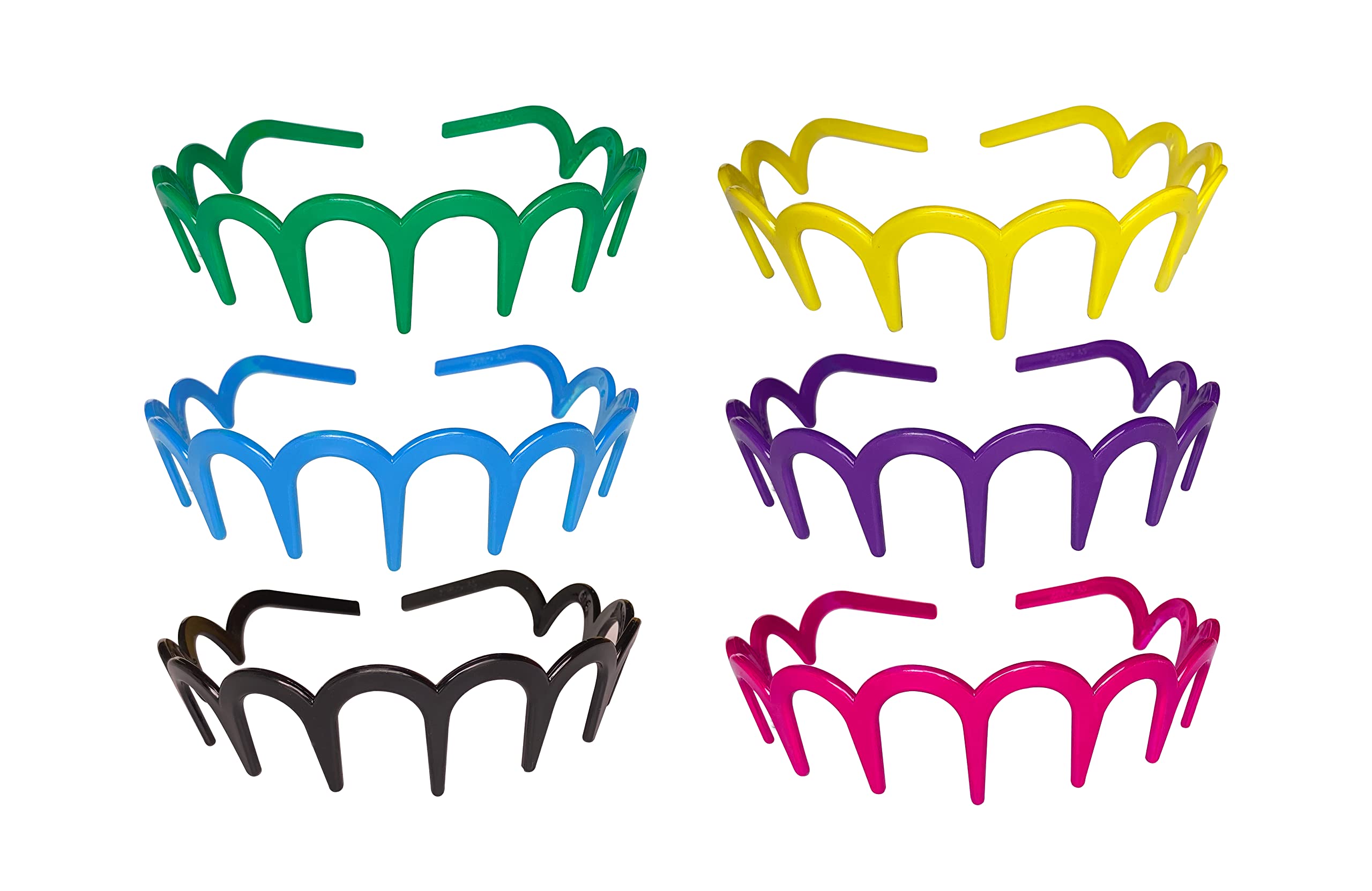 BellaStella Glossy Multicolor Plastic Hairband & Teeth Comb Headband - 6 Pack Hair Accessories for Women & Girls - Perfect for School, Parties, and Everyday Styling