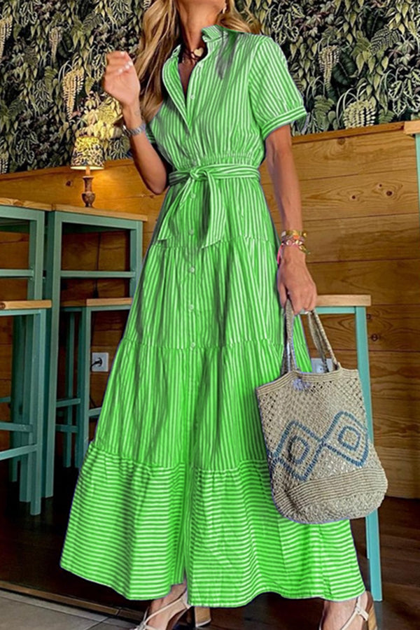 Stylish Women's Maxi Dress with Stripe Design - Perfect for Sunday Mornings, Beach Outings & Summer Vacations