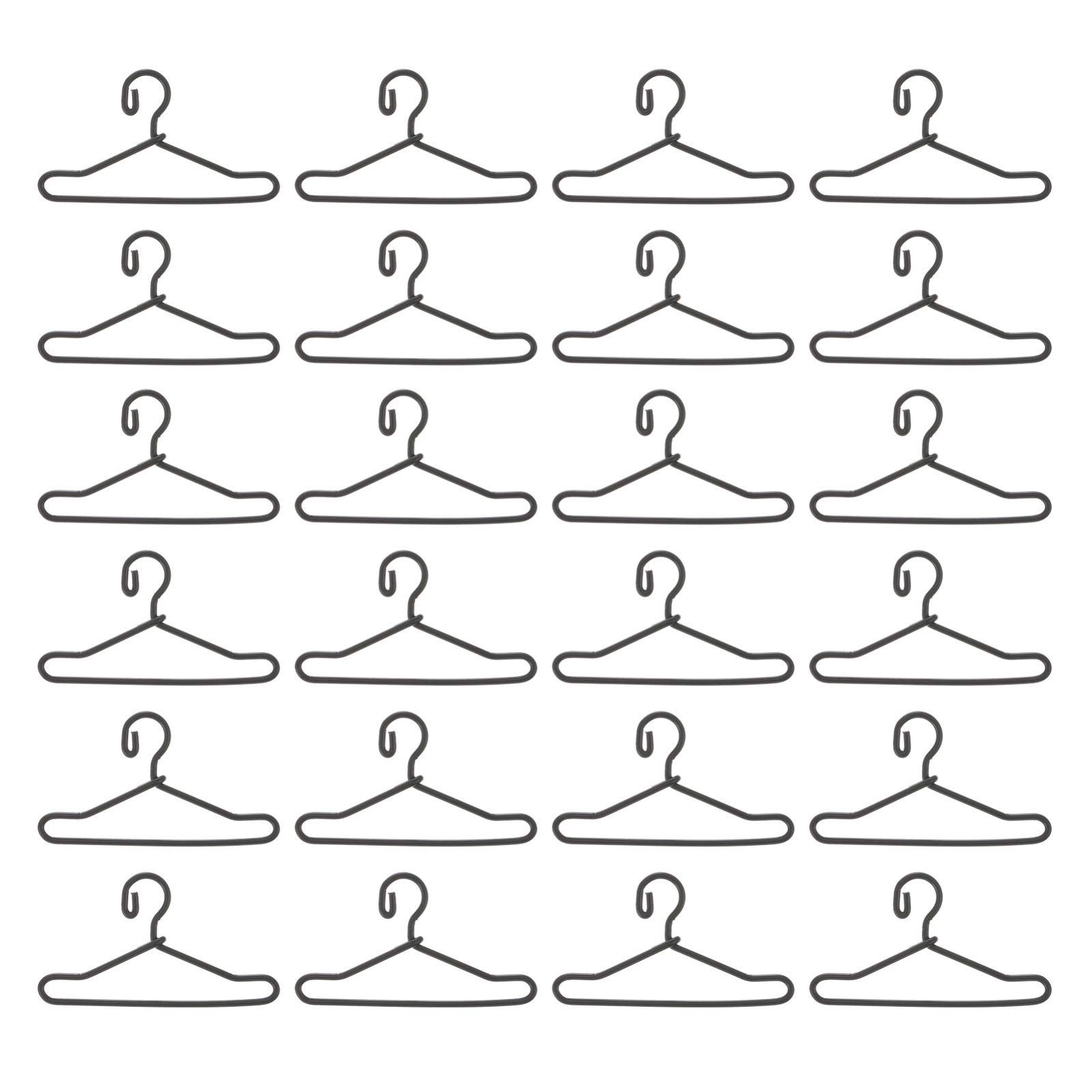 EXCEART 50pcs Mini Doll Clothes Hangers - 40mm Black Wire Hangers for Dollhouse & Kids Wardrobe | Perfect for Barbie Clothes, American Girl Doll Outfits & DIY Miniature Fashion Display