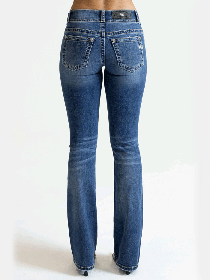Miss Me M3636B95V Women's Mid Rise Bootcut Jeans in Denim Blue - Perfect for Casual Wear, Office Outfits & Everyday Comfort