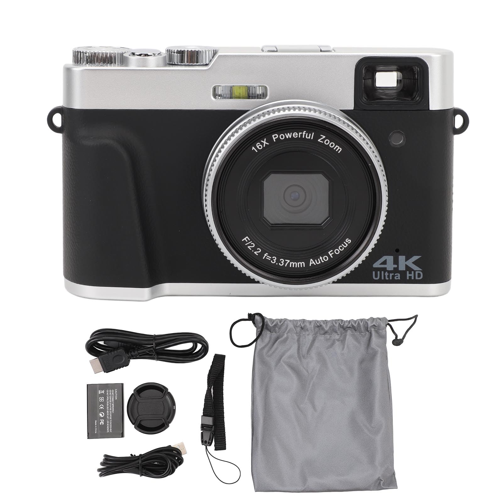 4K 48MP Digital Camera with 16X Zoom for Travel & Video Calls
