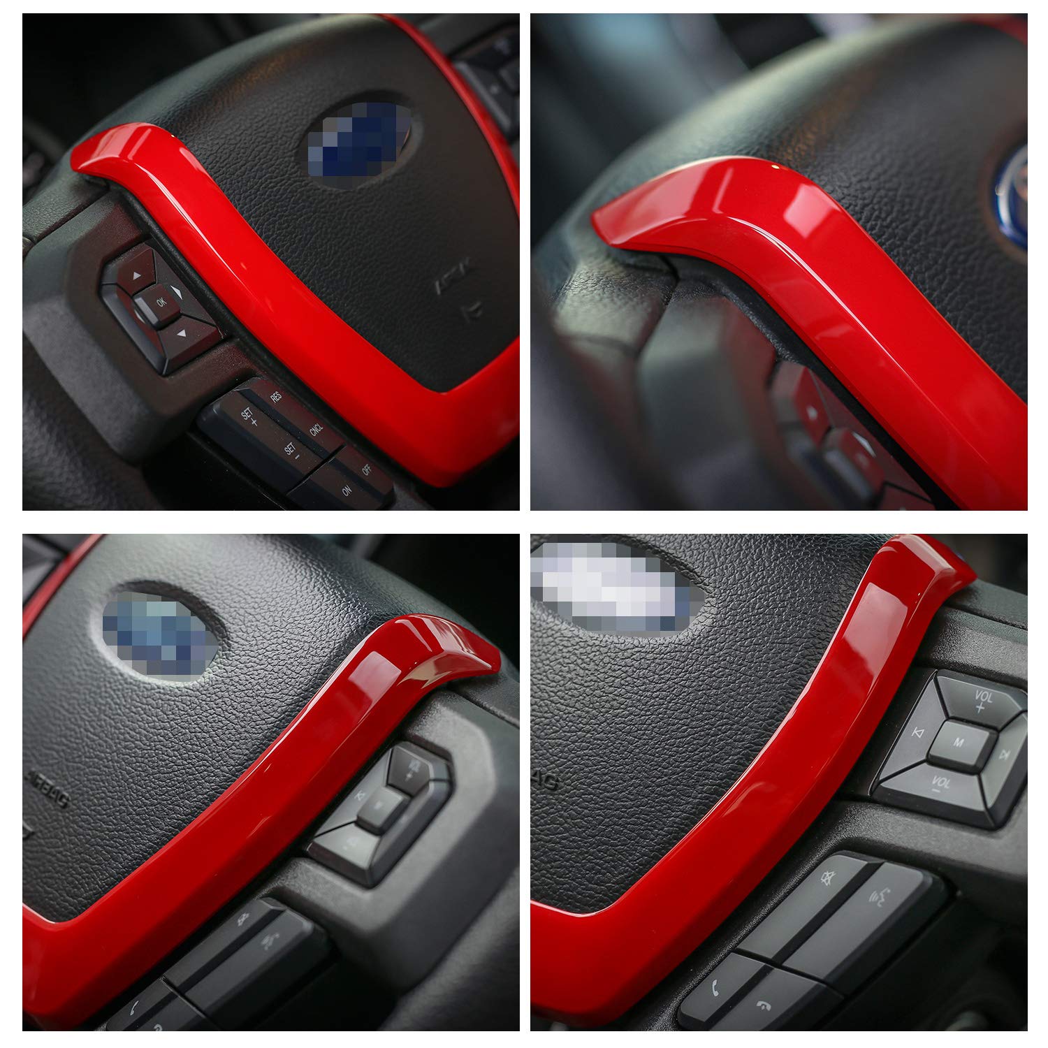 Premium Red Leather Steering Wheel Cover for Ford F150 2015-2020 - Custom Fit Interior Trim Accessory for Comfort & Style - Perfect for Daily Commute & Road Trips