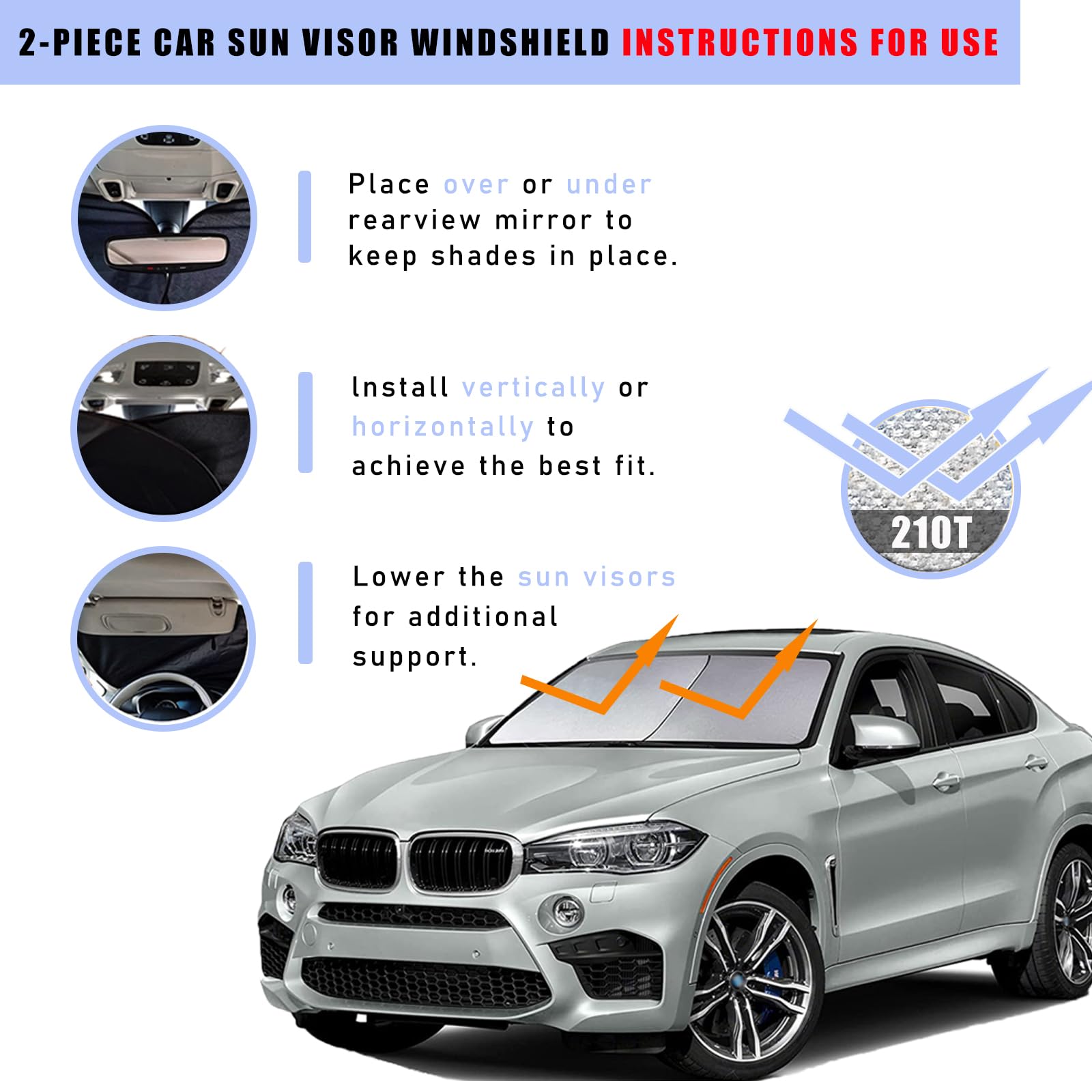 Ziciner 2 Pack Car Windshield Sun Shade - 28