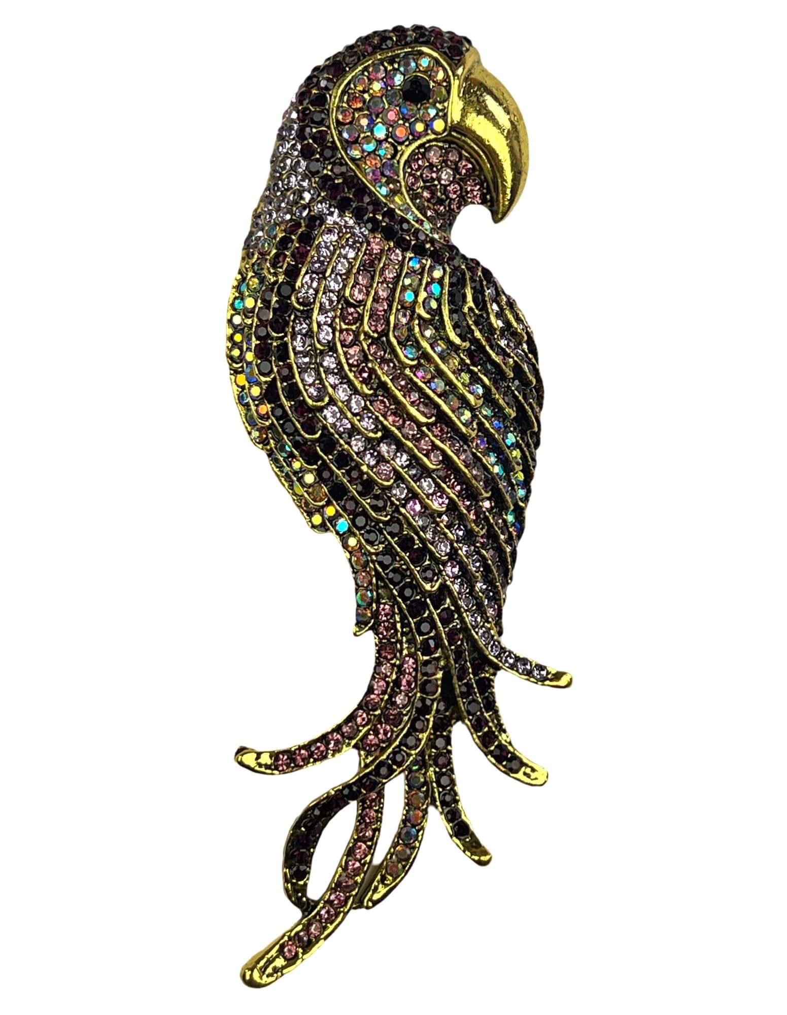 DÉCLIC Parrot Pin - Lavender Enamel Brooch for Women | Vintage Style Bird Jewelry Gift for Bird Lovers - Perfect for Jackets, Hats, Scarves & Fashion Accessories