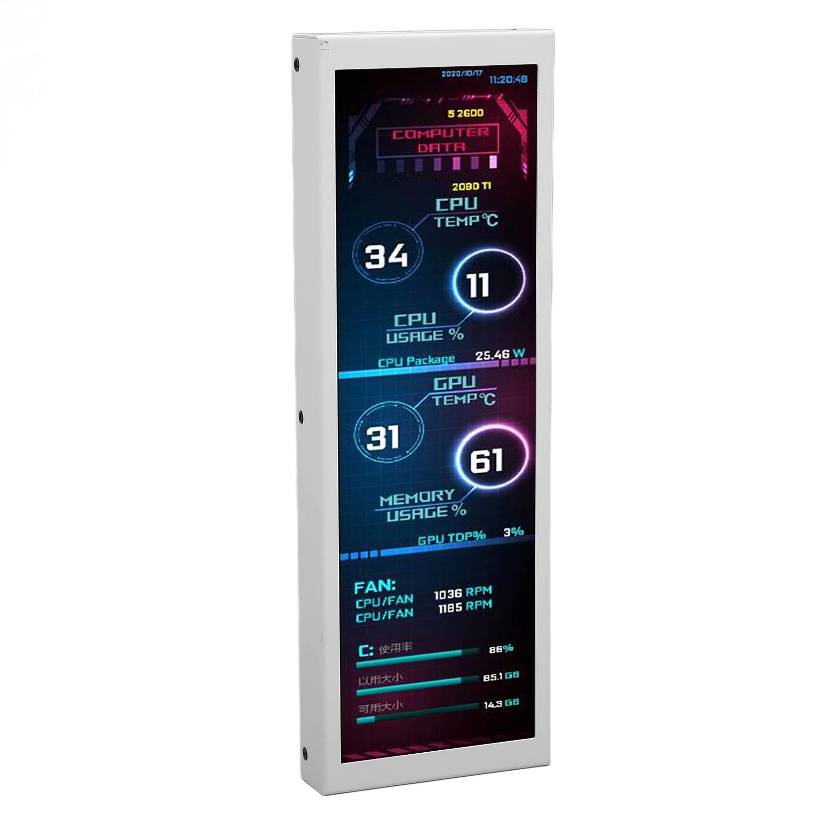 7.9 Inch IPS Display with CPU GPU RAM Temperature Monitor - Multi-Function Theme Editor & Stepless Brightness Adjustment for Raspberry Pi & Windows Systems - Perfect for DIY Projects, Home Automation & Gaming Setups