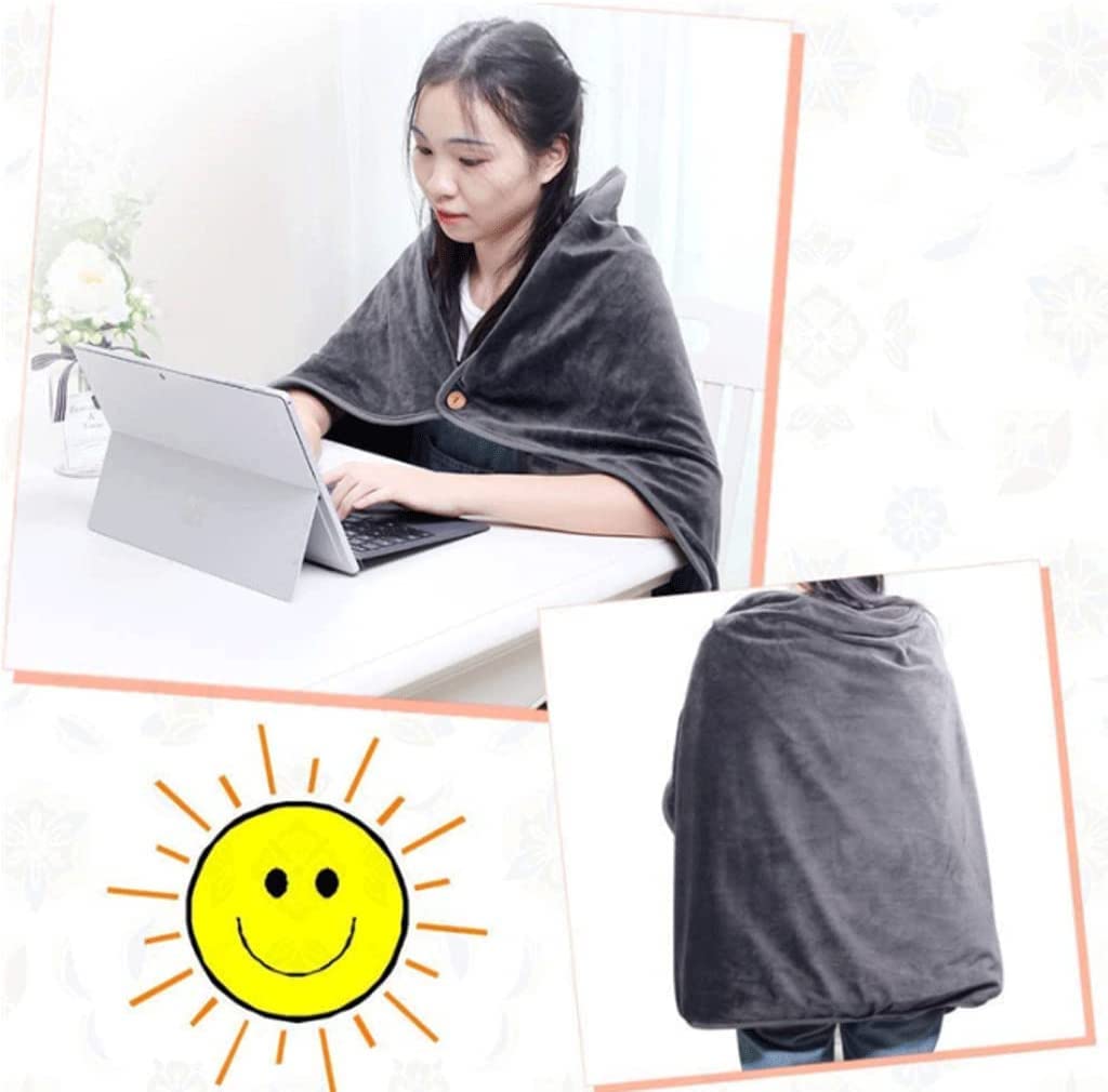 Fast Heating Electric Blanket - USB Powered Plush Heated Throw & Wearable Shawl for Home & Office - Cozy Warmth for Winter Nights, Work from Home & Relaxation