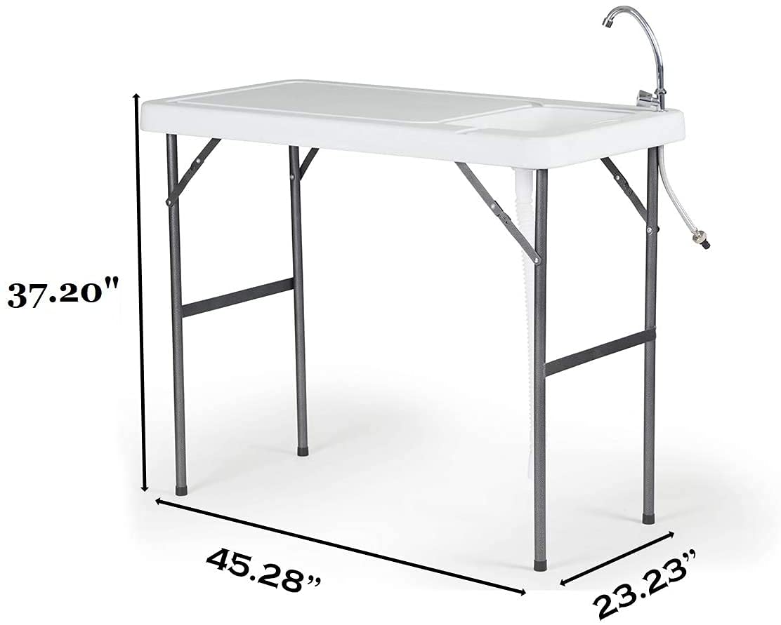 Portable Folding Fish Fillet Cutting Board Table with Built-in Sink & Faucet - Easy to Carry, Clean & Store | Perfect for Camping, Fishing Trips & Outdoor Cooking