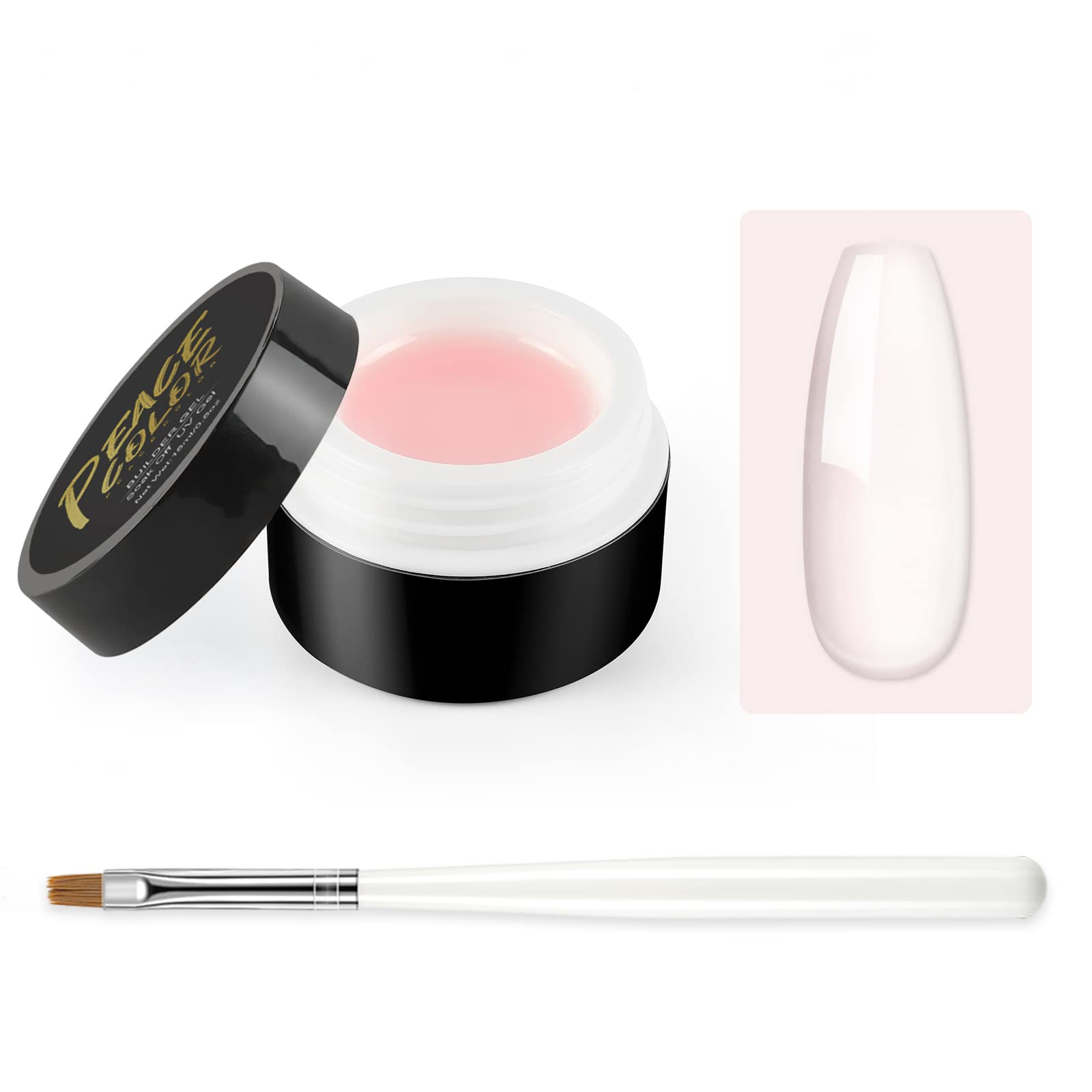 PEACECOLOR UV Nail Gel Extension Kit - Pink Builder Hard Gel for Nail Strengthening & Art Manicure, Includes Nail Brush for Beginners | Perfect for Salon & Home DIY Nail Care
