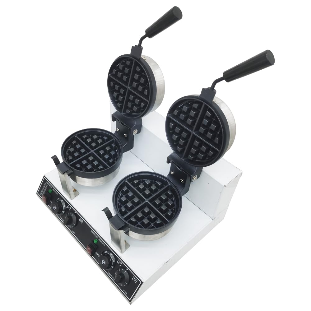 Nonstick 110V Electric Dual Rotary Waffle Maker Machine - Perfect for Homemade Desserts, Breakfast & Brunch | Commercial & Home Kitchen Use