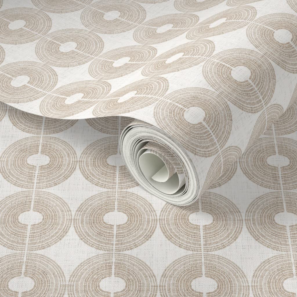 Peel & Stick Wallpaper Swatch - Beige Taupe Minimal Circles Earthy Boho Geometric Modern Removable Wallpaper | Perfect for Bedroom, Living Room & Nursery Decor