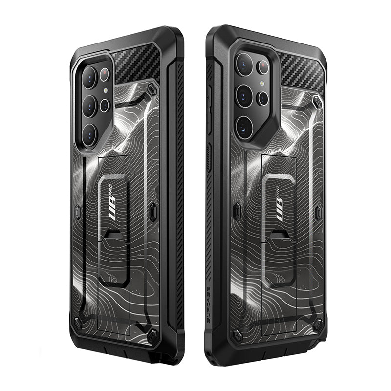 Samsung Galaxy S24 Ultra Unicorn Beetle PRO Rugged Case - Heavy Duty Shockproof Cover with Built-in Screen Protector, Black Ripple Design - Perfect for Outdoor, Construction & Extreme Sports Protection