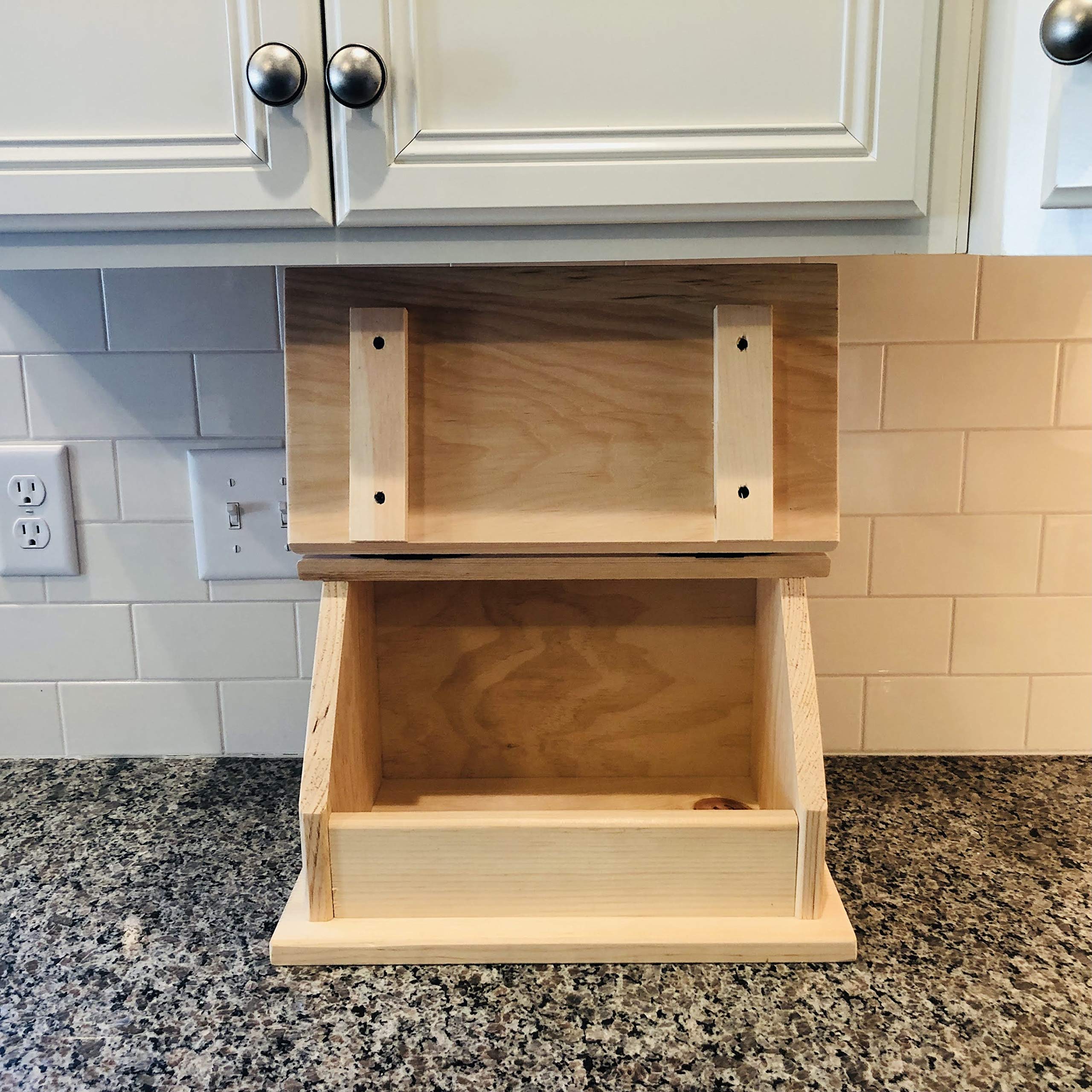 Handmade Wood Bread Box - Farmhouse Kitchen Storage Organizer for Bread, Snacks & Dry Food | Amish Crafted in USA | Perfect for Countertop Organization & Rustic Home Decor