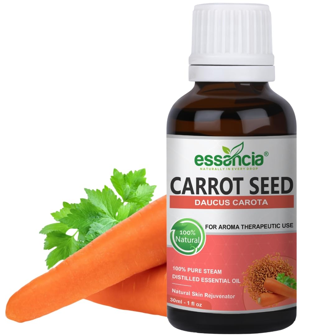 **Essencia 100% Pure Carrot Seed Essential Oil - 30ml, Undiluted & Natural for Skin Nourishment & Hair Care | Therapeutic Grade for Aromatherapy, Massage & DIY Beauty**