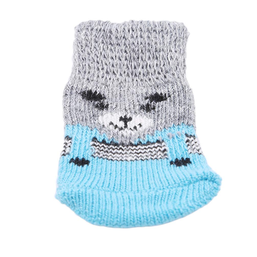 Non-Slip Pet Socks with Paw Prints for Small Dogs & Cats - Anti-Skid Grip Socks for Puppies & Kittens - Perfect for Hardwood Floors, Tile & Cold Weather (Blue, Medium)