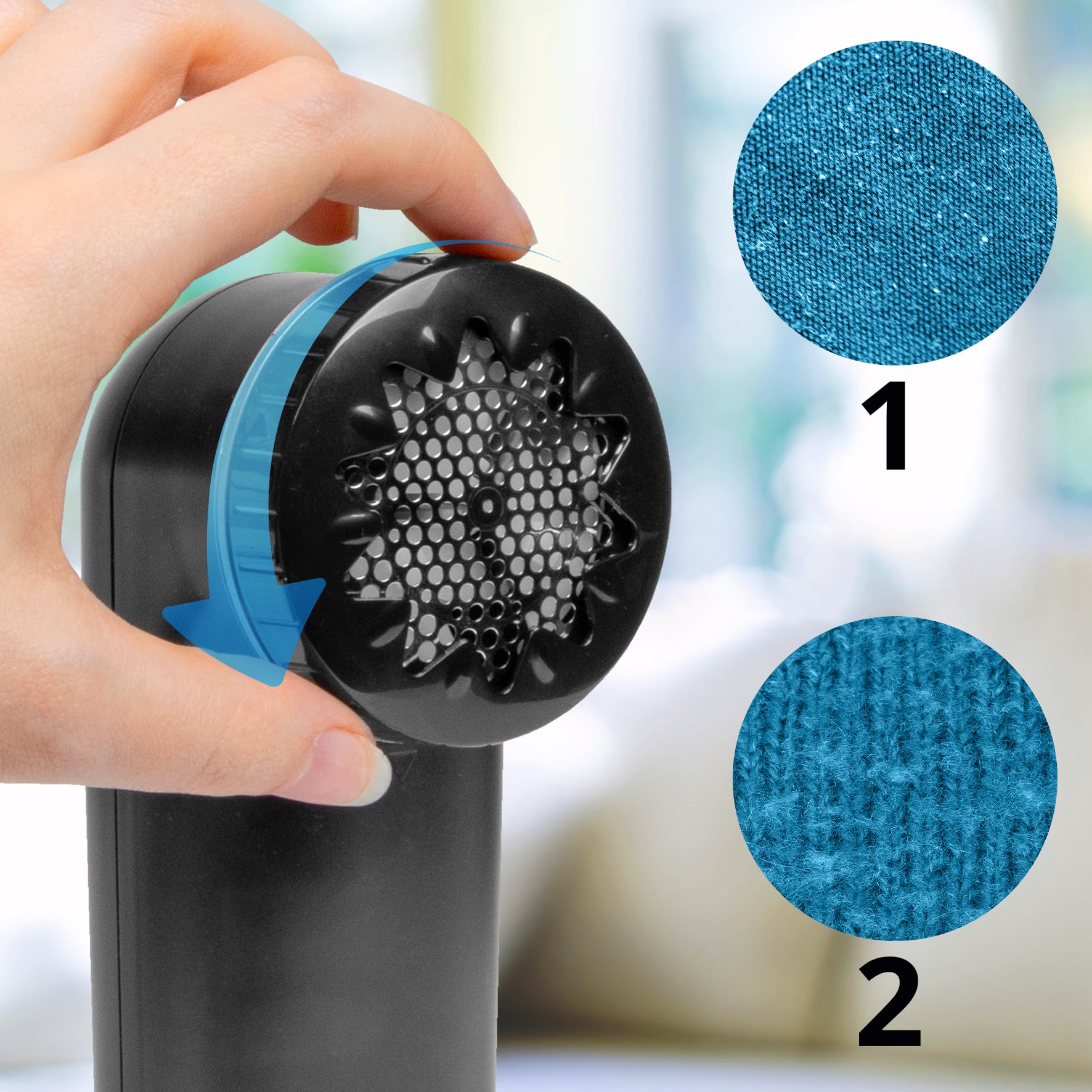 Duronic FS22 BK Fabric Shaver & Lint Remover - Electric Clothes Defuzzer, Depiller for Sweaters, Couch & Clothing - Remove Pills & Fuzz (Black/Rose Gold) - Perfect for Refreshing Sweaters, Sofas & Delicate Fabrics