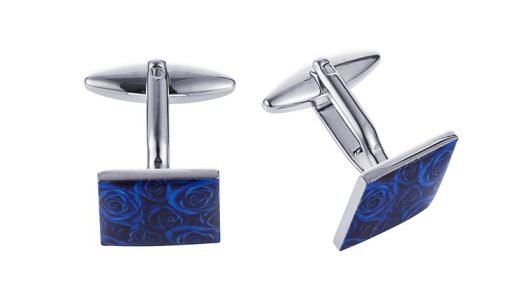Elegant Blue Floral Print Cufflinks for Men - Stylish Wedding & Formal Accessories - Perfect for Business Meetings, Prom & Special Occasions