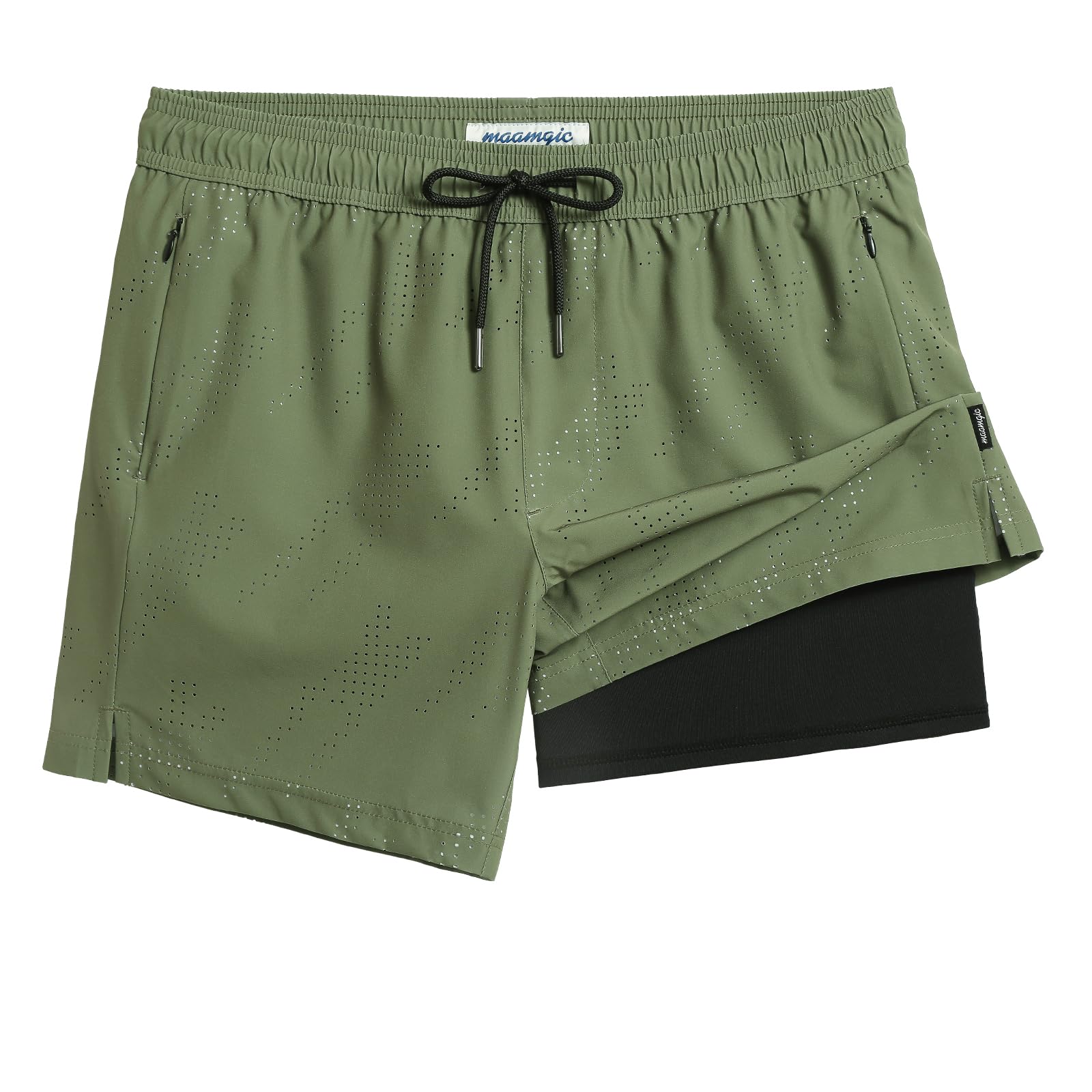 **Maamgic Men's Swim Trunks with Compression Liner - 5 Inch Inseam Quick Dry Board Shorts, Zipper Pockets - Perfect for Swimming, Beach, Surfing & Water Sports**