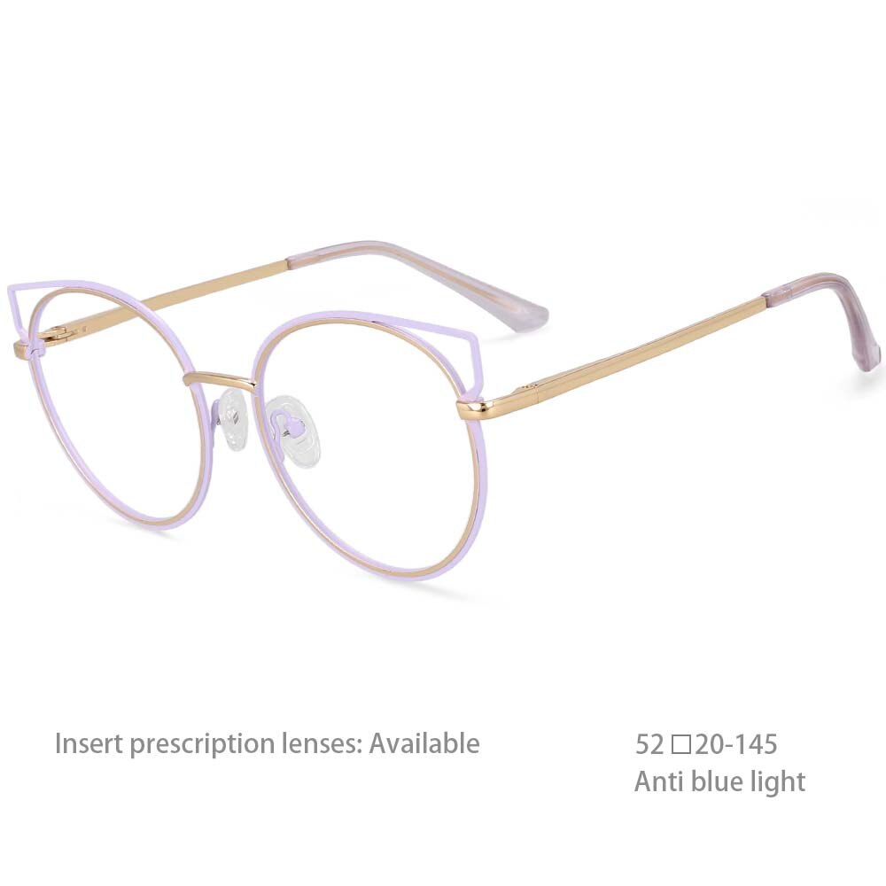 CCspace Women's Full Rim Round Cat Eye Alloy Frame Eyeglasses 54516 - Stylish & Lightweight Eyewear for Work, Reading, and Fashion Accessories