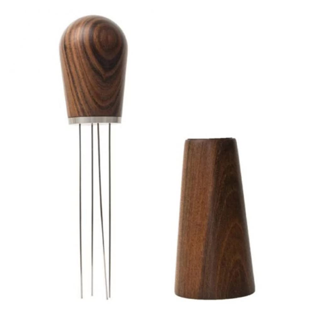 DOITOOL Espresso Coffee Stirrer Set - WDT Coffee Distribution Needle with Wooden Handle & Stand, Hand Tamper for Perfect Espresso Extraction - Ideal for Home Baristas & Coffee Enthusiasts