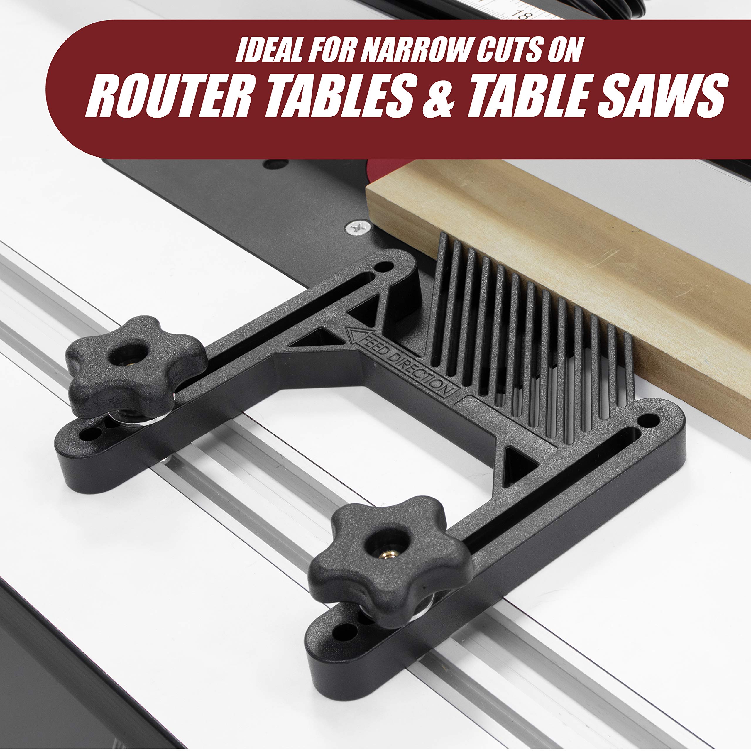 Premium Single Deluxe Featherboard with Aluminum Miter Lock Bar & T-Bolt Hardware - Compatible with Track & Miter Slot Mounting - Perfect for Table Saws, Router Tables, Band Saws - Woodworking & DIY Projects Essential Tool