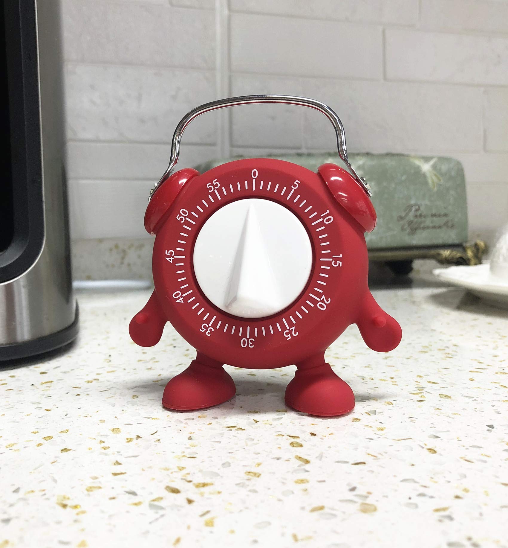 60-Minute Wind-Up Mechanical Kitchen Timer with Loud Ring Alarm - No Battery Needed - Perfect for Baking, Cooking, Teaching Kids & Potty Training (Red)