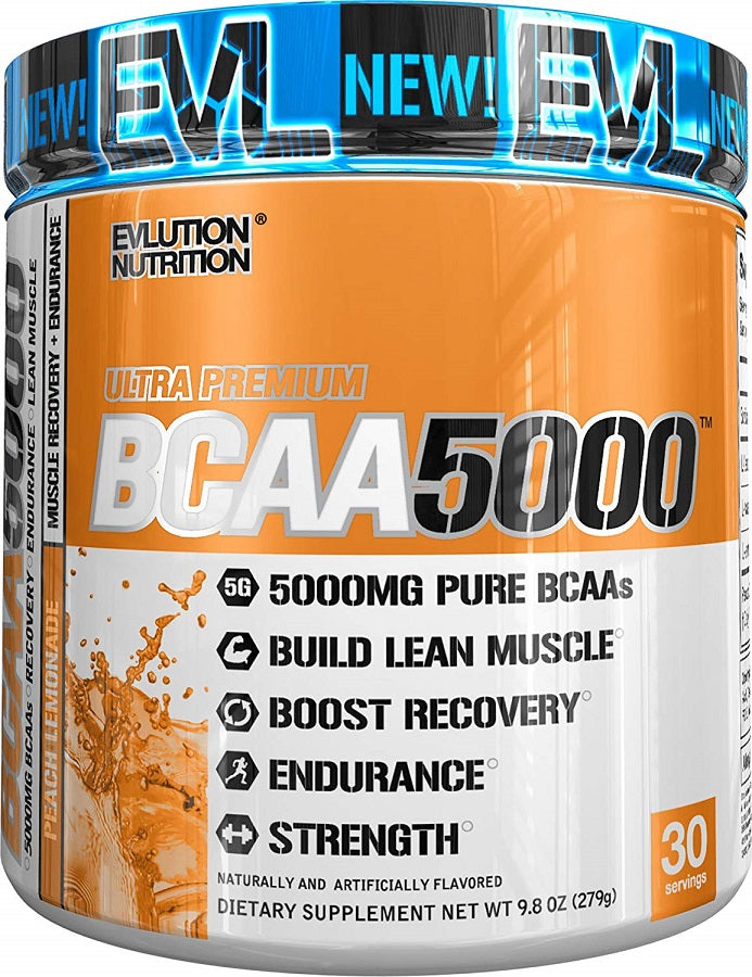EVLution Nutrition BCAA 5000 Powder - Blue Raspberry Flavor 240g | Muscle Recovery & Workout Supplement for Athletes & Fitness Enthusiasts