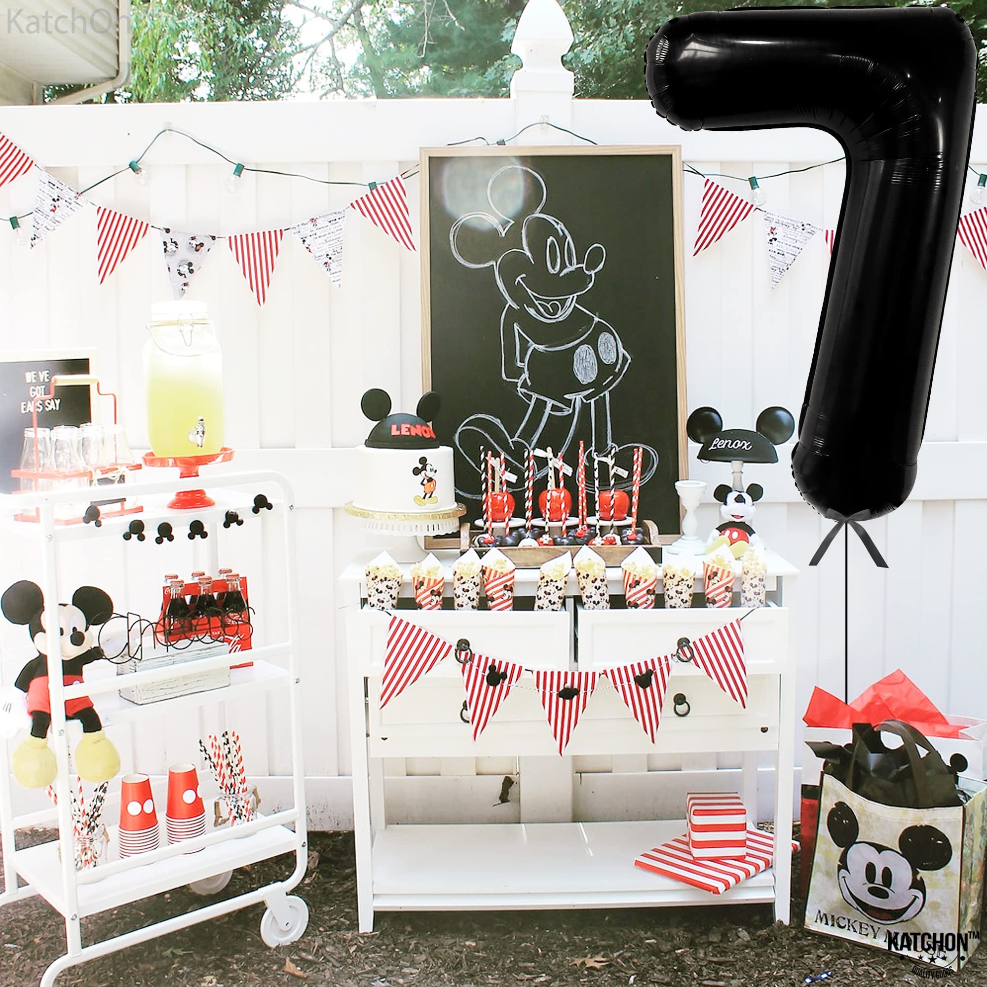 KatchOn 40 Inch Giant Number 7 Balloon - Black Birthday Party Decor for 7 Year Old Boys & Girls - Perfect for Birthday Celebrations, Photo Backdrops & Party Decorations
