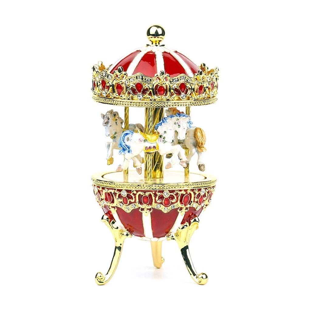 Elegant Metal Carousel Music Box - Valentine's Day & Graduation Gift, Handcrafted Musical Jewelry Box with Rotating Figurines | Perfect for Home Decor, Wedding Favors, Birthday Presents & Romantic Surprises