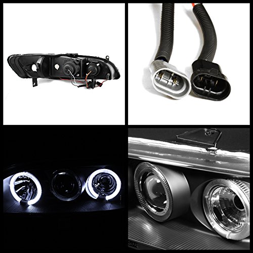 AKKON Black Bezel Dual Halo Projector Headlights for Honda Accord - Driver & Passenger Replacement Lamps Pair - Upgrade Your Ride for Night Driving & Enhanced Style