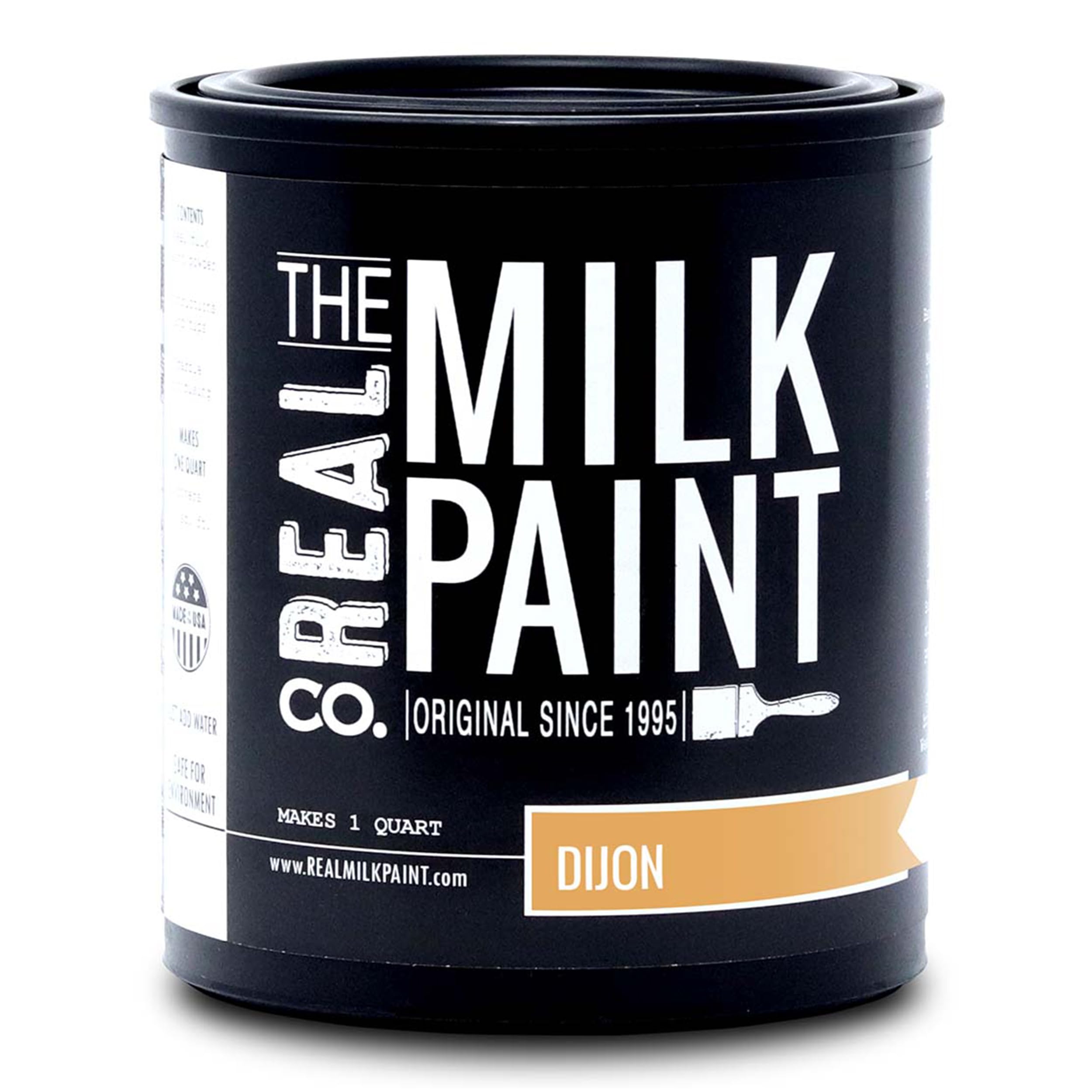 Real Milk Paint - Non-Toxic Water-Based Matte Finish for Wood Furniture, Cabinets, Walls, Brick & Stone | VOC-Free Organic DIY Paint in Dijon Color (1 Quart) - Perfect for Home Renovation, Vintage Furniture Restoration & Eco-Friendly Projects