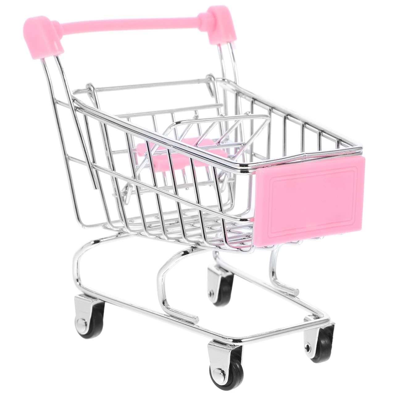 3 Pcs Mini Pink Metal Toy Shopping Cart for Kids - Pretend Play Grocery Store, Supermarket Role Play, Toddler Learning Toys for Indoor & Outdoor Fun