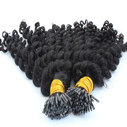 Brazilian Remy Human Hair Extensions 100g - Loose Deep Curly Micro Link I-Tip 1g/Strand Pre-Bonded Nano Hair (26 Inch, Color 1#) for Natural Volume & Styling | Perfect for Weddings, Parties & Daily Wear