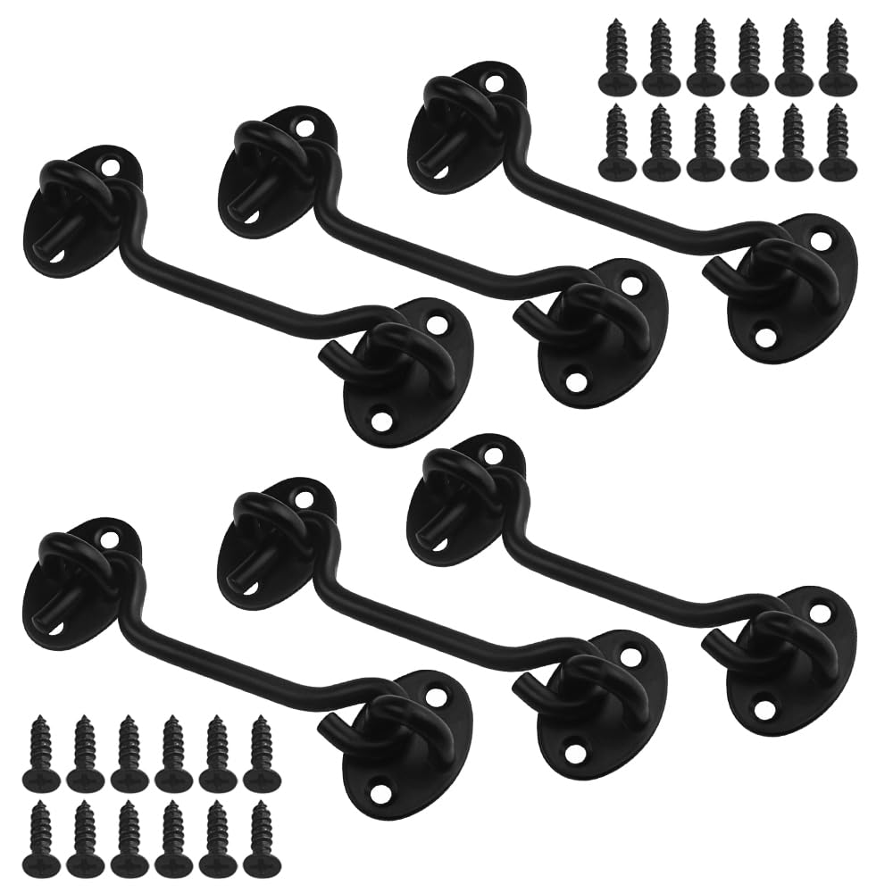 6-Pack Stainless Steel Barn Door Hook and Eye Latch Lock - 4 Inch Heavy Duty Privacy Hooks for Sliding Doors, Cabin Gates, Windows & Bedroom Security - Rustproof Door Hardware for Home, RV and Office Use