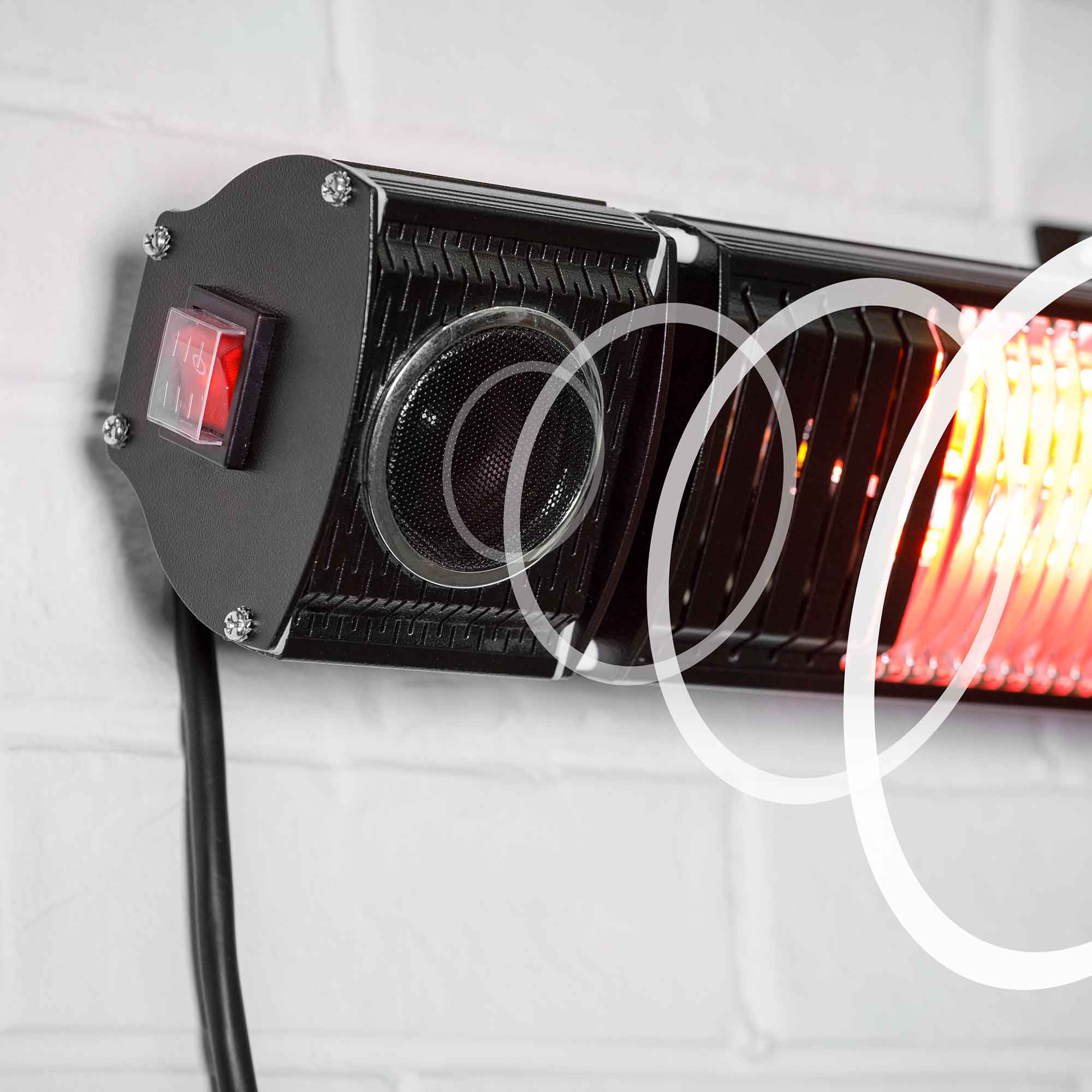 2000W Infrared Outdoor Patio Heater with Bluetooth Wireless Speakers - IPX5 Waterproof, Black (DG125) - Perfect for Backyard, Deck, Garden & Cold Weather Gatherings