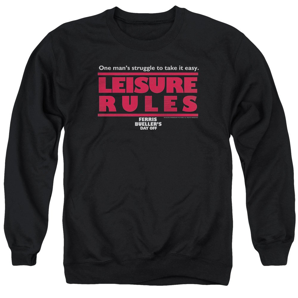 Ferris Bueller Leisure Rules Unisex Crewneck Sweatshirt - Comfortable Cotton Pullover for Men & Women - Perfect for Casual Wear, Movie Nights & Vintage Style Outfits