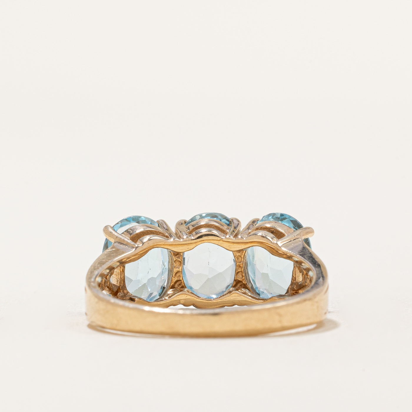 Three Stone Blue Topaz Cocktail Ring | 3.85 Carat Total Weight | Size 7 | Elegant Statement Jewelry for Evening Parties & Special Occasions