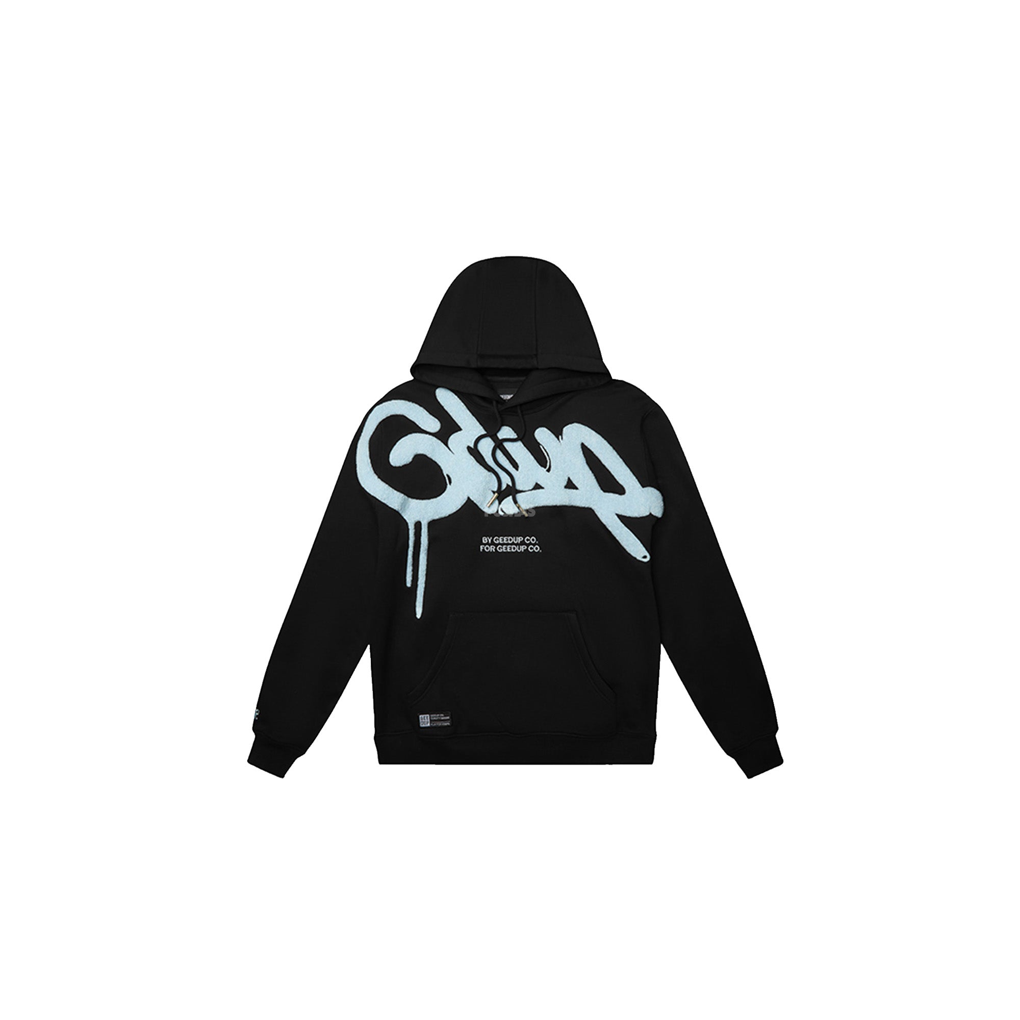 Geedup Handstyle Hoodie - Black & Baby Blue Pullover for Men & Women | Streetwear Fashion, Casual Wear, Gym & Lounge Comfort (2024 Collection)