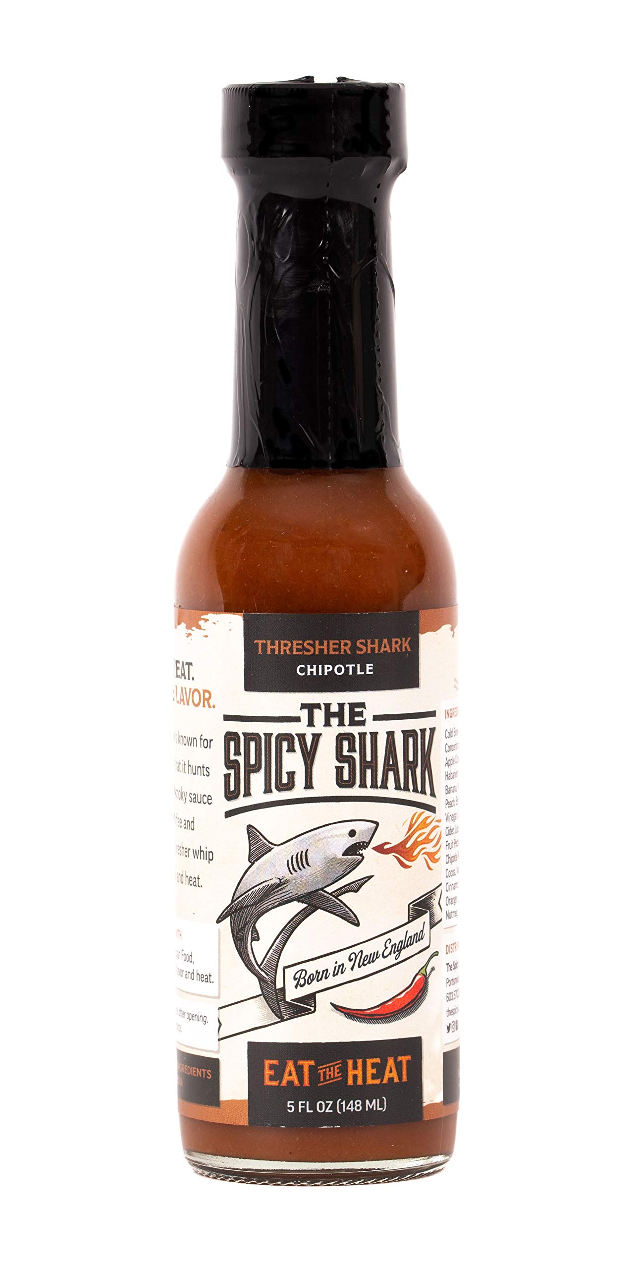 The Spicy Shark Thresher Shark Hot Sauce - Vegan, Gluten-Free, Made in USA - Featured on Hot Ones Show - Perfect for Wings, Tacos & Spicy Food Lovers
