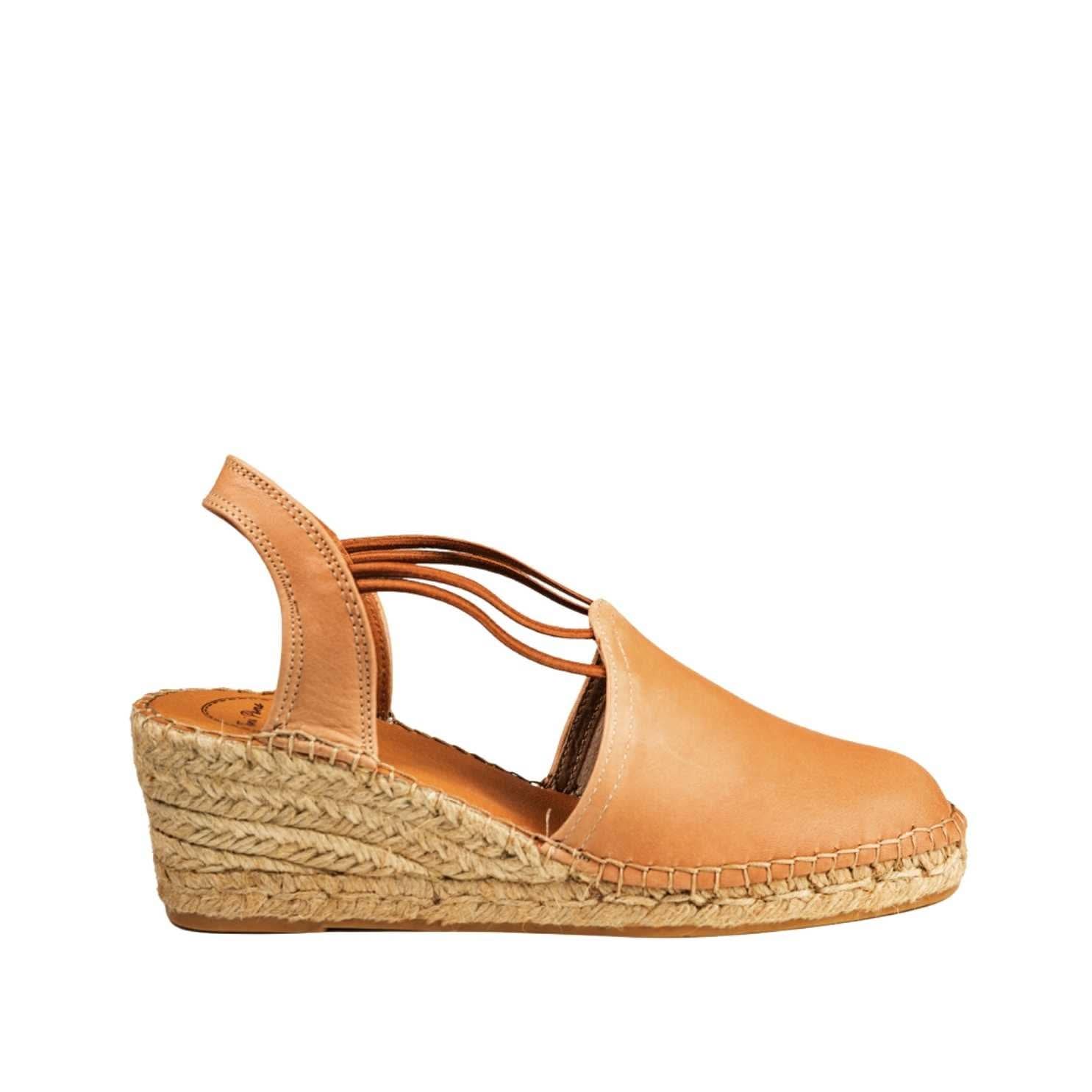 Women's Plain Leather Wedge Espadrilles - Comfortable Slip-On Summer Shoes for Casual Wear & Beach Outings | Torino P
