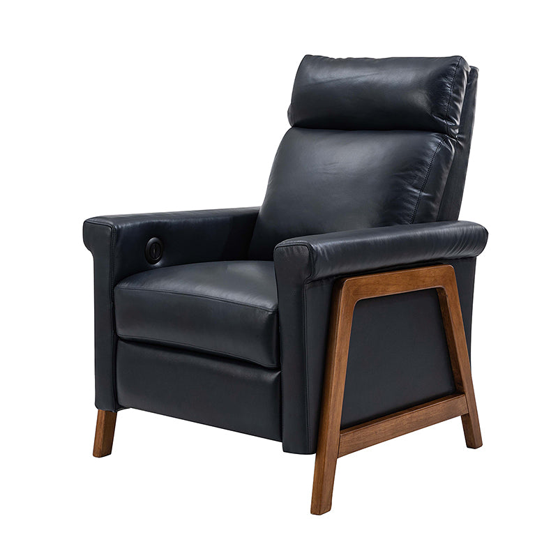 Premium Genuine Leather Power Recliner with Solid Wood Frame - Electric Massage Chair for Living Room, Home Theater & Office - Comfortable Modern Reclining Sofa with USB Charger