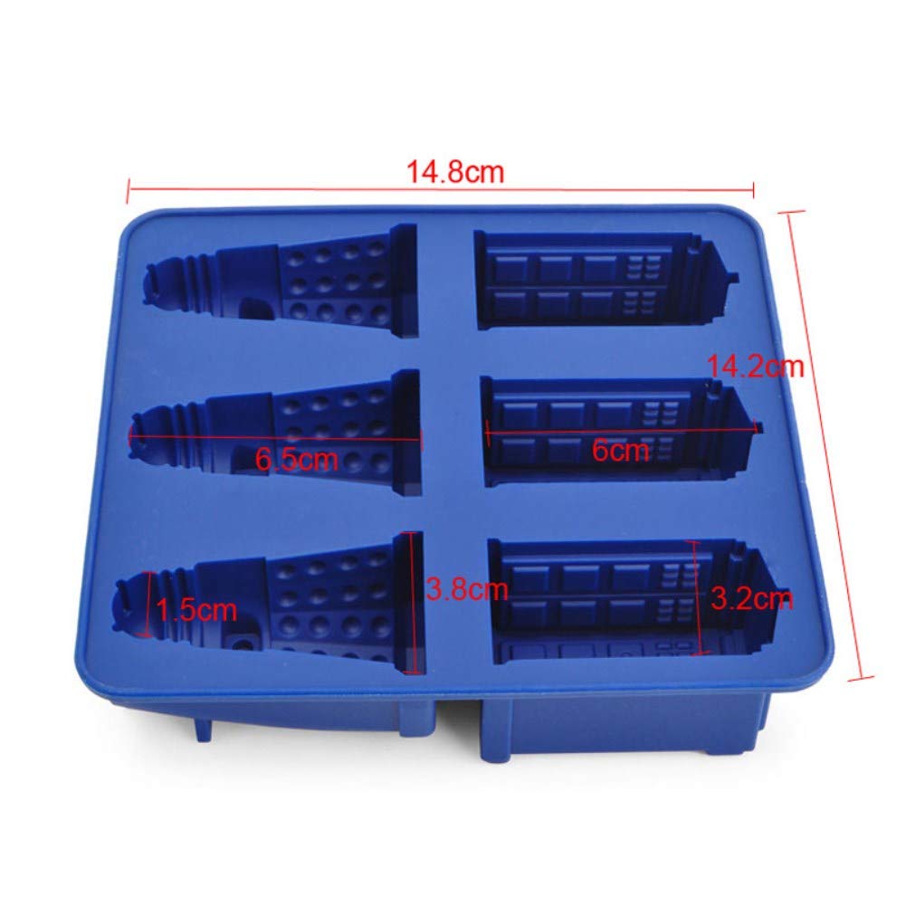 Spespo Silicone Ice Cube Tray & Chocolate Candy Cookie Mold Maker - Tardis & Daleks Shape - Perfect for Cocktails, Baking & Party Treats - BPA Free Flexible Reusable