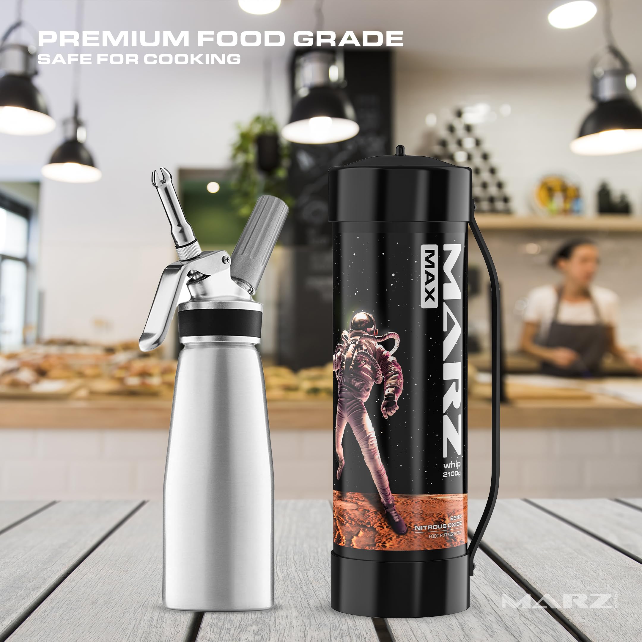 Premium Marz Whip Max Whipped Cream Charger 2100G 3.3L - Food Grade Nitrous Oxide Tank - Pure N2O Chargers for Standard Cream Dispensers - Perfect for Baking, Desserts & Coffee Toppings (1, 3.3L Unflavored)