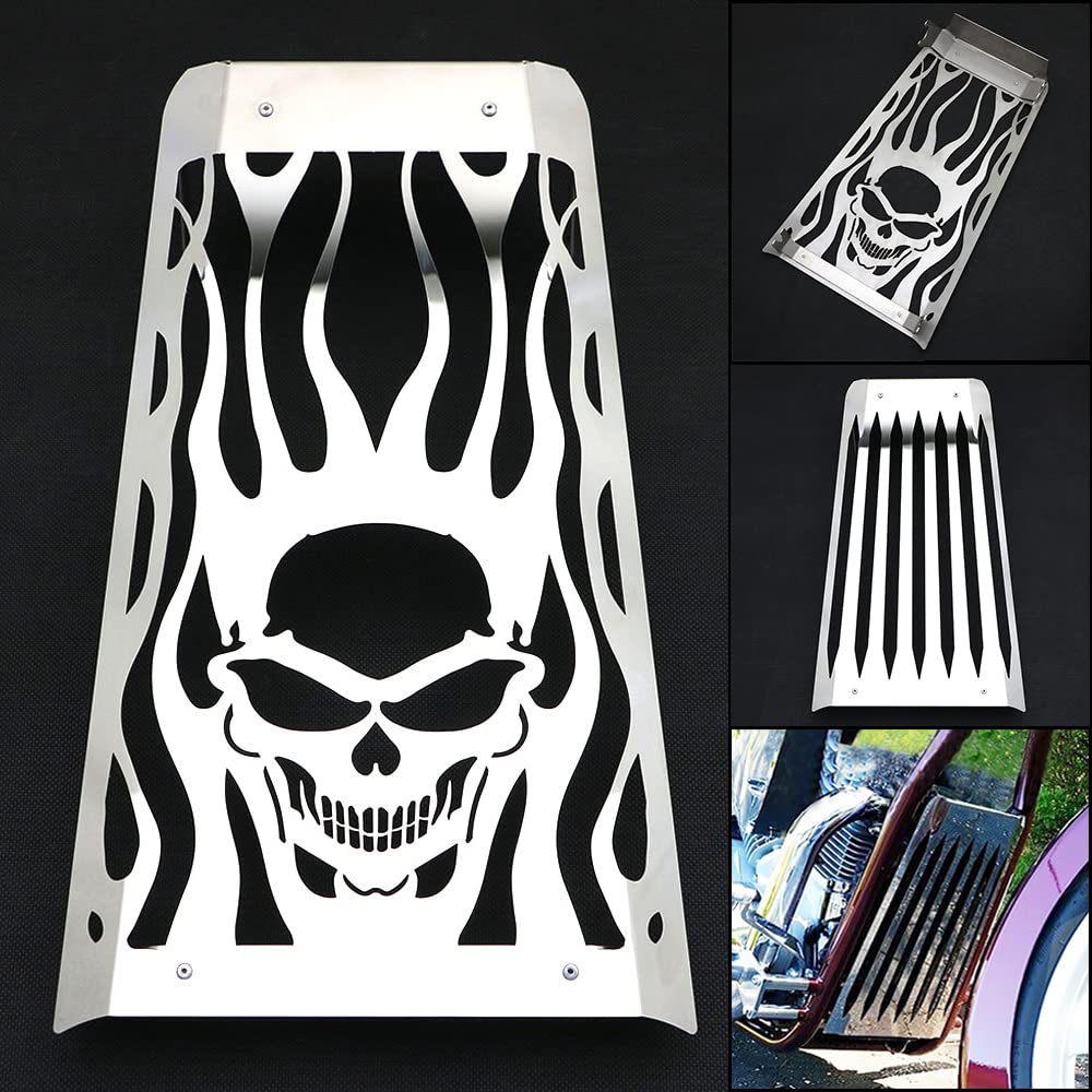 Chrome Skull Motorcycle Radiator Grill Cover for Honda Fury VT1300 (2010-2016) - Heavy Duty Steel Protection Guard - Silver Finish | Custom Bike Accessory for Cruiser & Chopper Riders