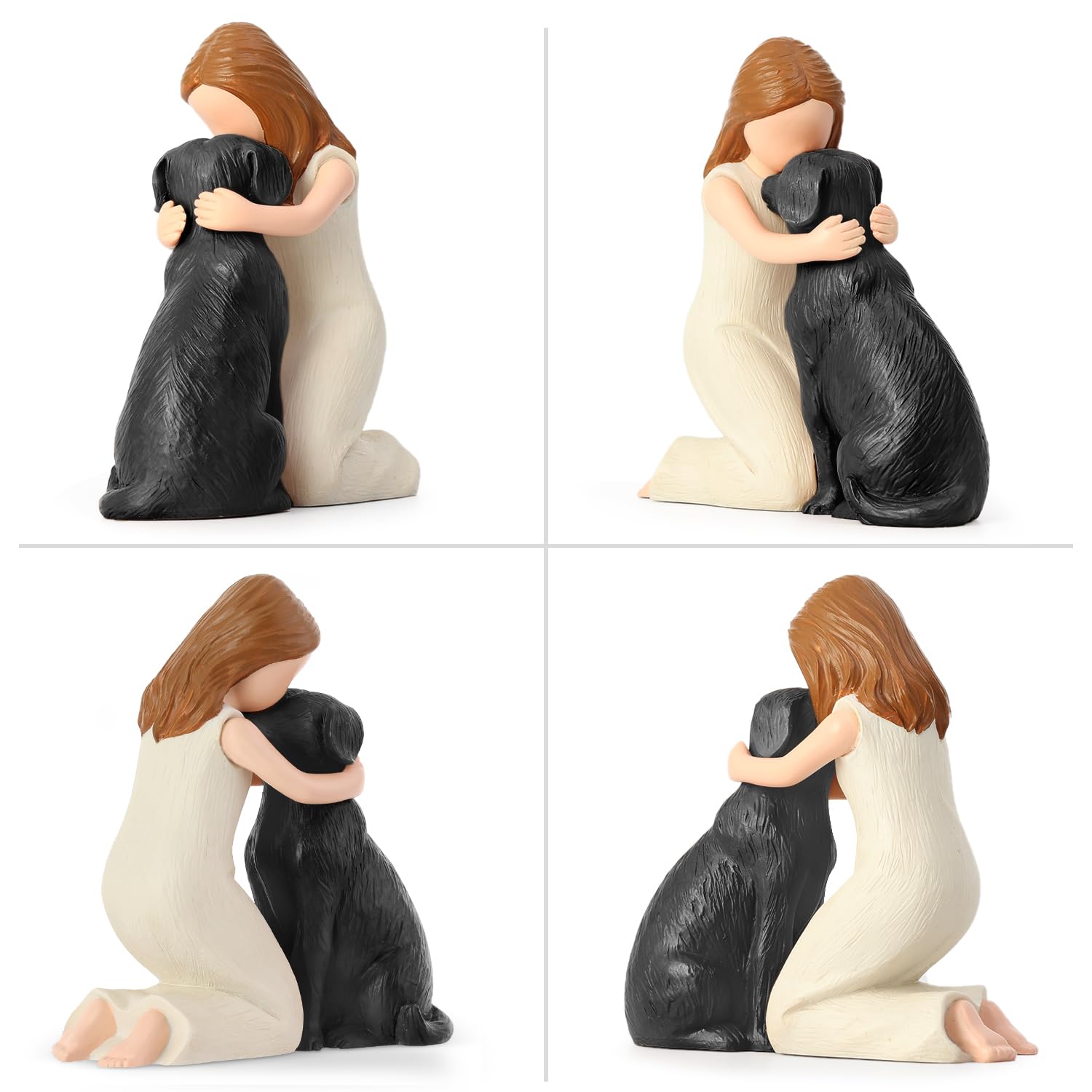 Hand-Painted Black Dog Figurine - Memorial Statue for Dog Lovers, Friendship & Remembrance Gift, Angel Dog Sculpture for Home Decor, Pet Loss Comfort, and Shelf Display