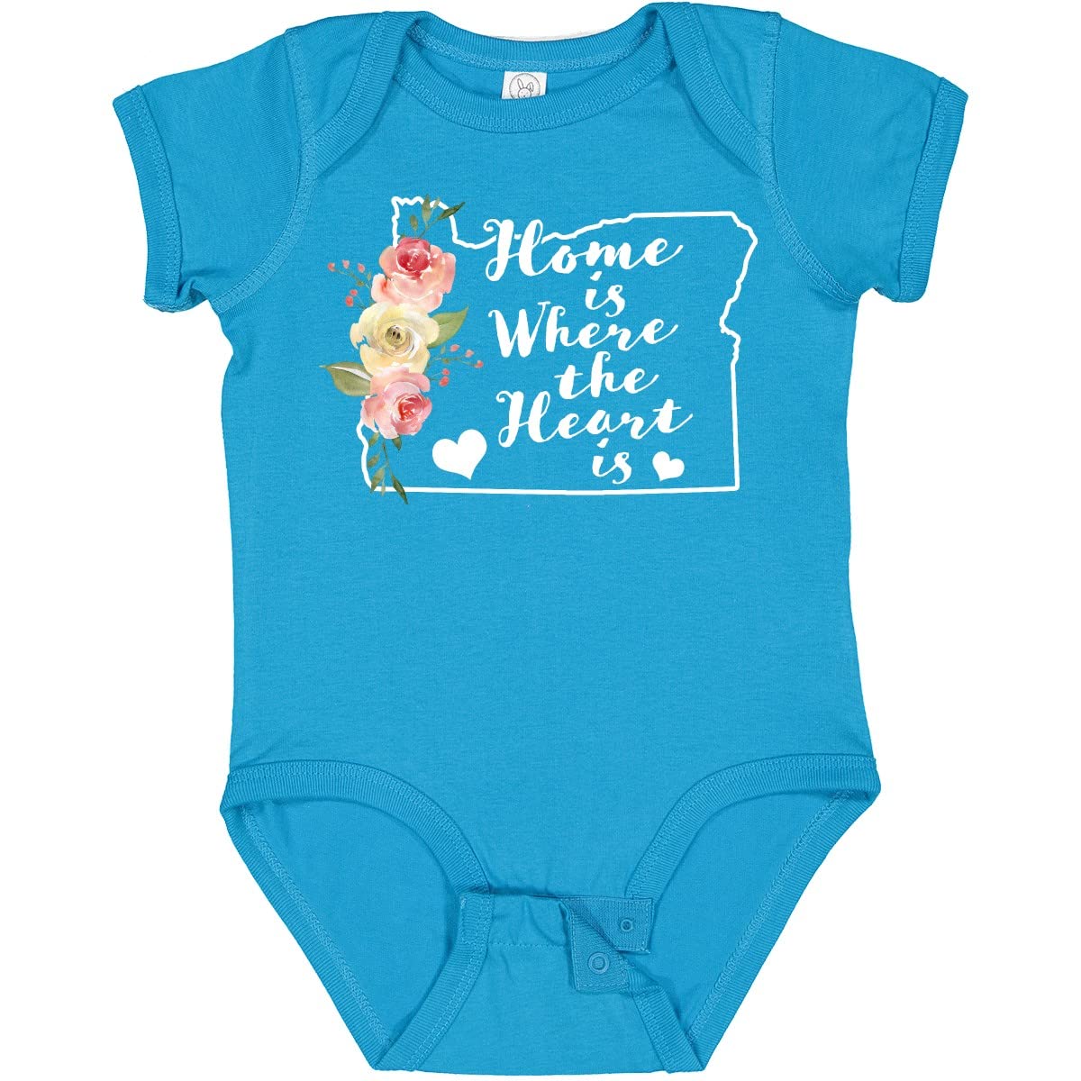 Oregon Home is Where The Heart is Watercolor Floral Baby Bodysuit - Soft Cotton Infant Onesie for Newborns & Toddlers - Perfect for Family Photos, Gifts & Everyday Wear
